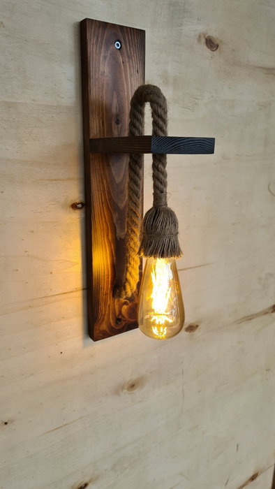 Opviq Aplique de Pared de Pino Macizo Nogal